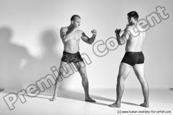 Underwear Martial art Man - Man White Moving poses Athletic Short Brown Dynamic poses Academic